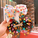 Childrens big bow hairpin Korean cute polka dot top clip net yarn back head clip net red girl side clippicture12