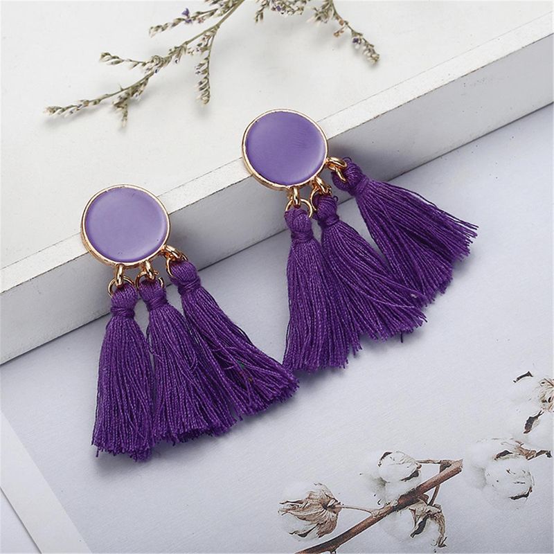 purple tassel earrings