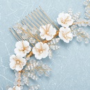Reis perlen Kristall exquisiter Kamm Braut Kopfschmuck Acryl weie elegante Blumen Haarkamm Hanfu Feen Qi Haarschmuckpicture9