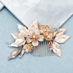mode nouvelle mariée accessoires de cheveux haut de gamme en couches peigne à cheveux créatif fleurs dorées accessoires de voile peignés à la main en gros