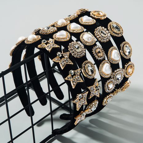 Mode coréenne nouveau strass de velours multi-couches de haute qualité incrusté bandeau de perles rétro pression bande de cheveux nihaojewelry gros's discount tags