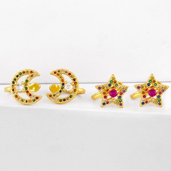 hot-sale fashion  new  stars moon earless ear clip female zircon ear bone clip  copper earrings nihaojewelry wholesale