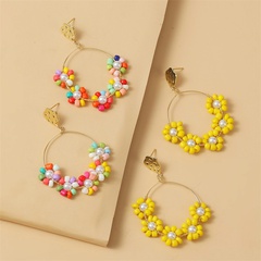 Ear rings koreanische Blumen hand gefertigte Reis perlen ohrringe weibliche europäische und amerikanische geometrisch gewebte Acryl ohrringe Schmuck
