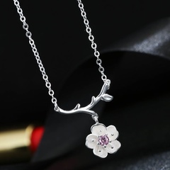Version coréenne de la mode fleurs sucrées rose diamant personnalité fille collier