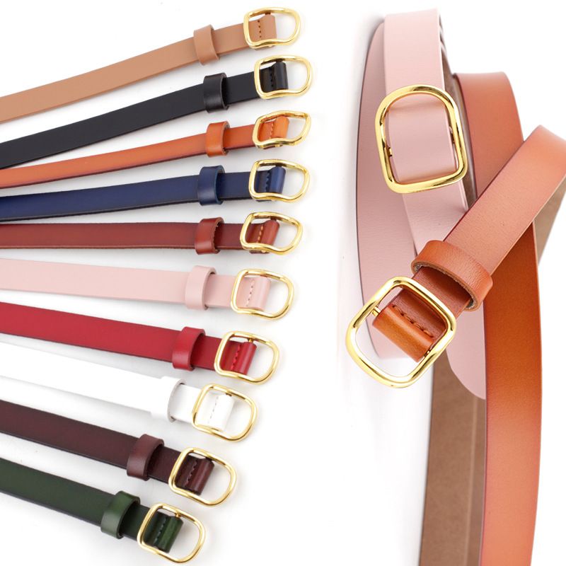 New leather thin belt wild fashion candy color decoration ladies gown dress cowhide knotted belt nihaojewelry wholesale