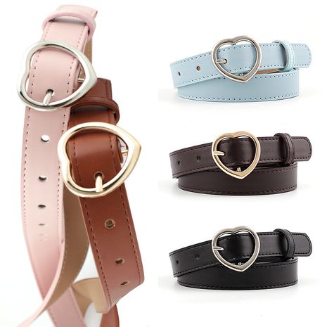 New fashion  heart-shaped buckle women's  belt  wild casual jeans peach heart buckle decorative belt women wholesale's discount tags