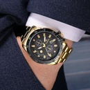 mens threeeye steel belt watch fashion trend big dial quartz gold steel belt watch mens watch nihaojewelry wholesalepicture12