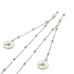 Fashion simple silver white small daisy color retention bead glasses chain metal chain glasses chain wholesale