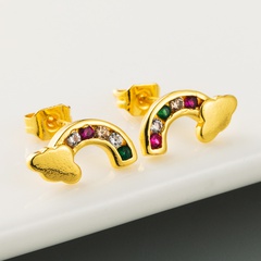 Hot-sale fashion creative rainbow cloud series earrings women micro-set zircon hypoallergenic copper earrings wholesale