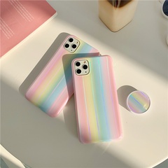 Rainbow laser aurora apple promax soft shell suitable for Apple XR bracket anti-fall mobile phone shell Huawei mate30 phone case wholesale