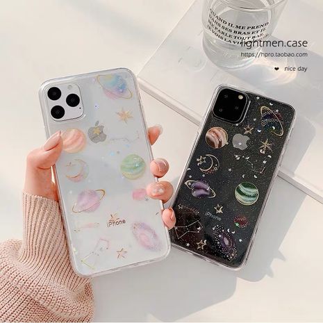 Corée paillettes poudre transparent planète téléphone portable cas est adapté pour Apple XSMAX iphone8 7 plus 6 s téléphone cas nihaojewelry en gros's discount tags