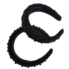 hot sale Korean fashion simple black  high-quality wide-brimmed hand-reinforced sponge black velvet anti-skid tooth headband nihaojewelry wholesale