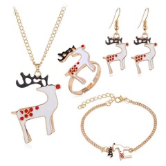fashion metal Christmas series combination four-piece set necklace earring ring bracelet set wholesale