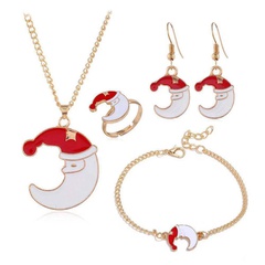 fashion metal Christmas series combination four-piece set necklace earring ring bracelet set wholesale
