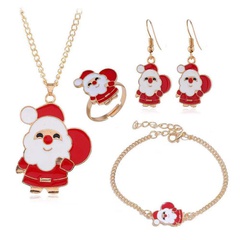 ashion metal Christmas series combination four-piece set necklace earring ring bracelet set wholesale