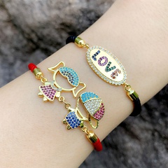 Bracelet japanisches und koreanisches Paar Armband Jungen und Mädchen Armband eingelegt mit farbigen Diamanten Liebe rotes Seil Armband brc18