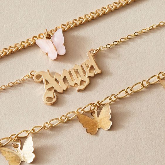 Download Jewelry Personality Multi Layer Letters Angel Footwear Temperament Pink Butterfly Anklet Wholesale Nhnz217161