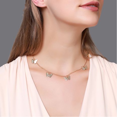 vente chaude bijoux mode tempérament court cinq collier papillon simple doux monocouche dames chaîne de clavicule's discount tags