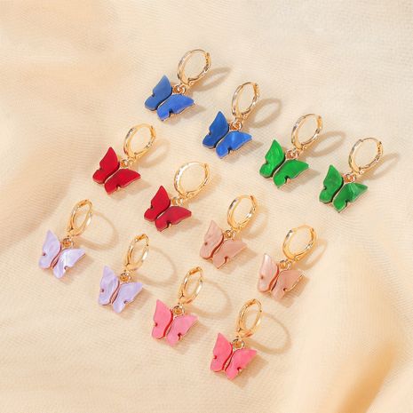 Korean new butterfly earrings summer temperament super fairy butterfly earrings ear buckle wind color acrylic earrings's discount tags