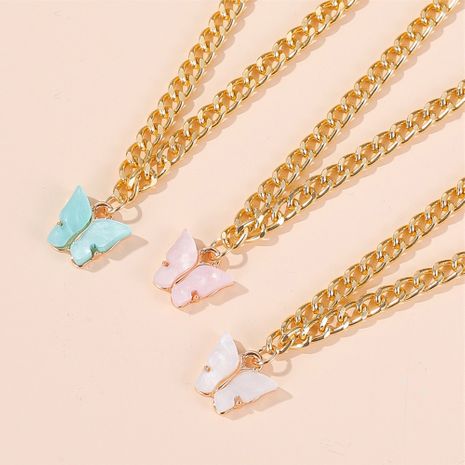 Korean fashion new item butterfly necklace clavicle chain summer wind simple butterfly pendant wholesale's discount tags