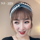 Korean fashion pearl headband simple denim knotted cross widebrimmed headband fashion girl hair band wholesale hair accessoriespicture24