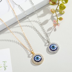 nouveau original oeil turc collier point diamant rond yeux bleus pendentif collier pull chaîne bijoux