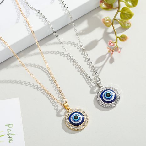 new original Turkish eye necklace point diamond round blue eyes pendant necklace sweater chain jewelry's discount tags
