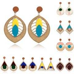 African wood earrings water droplets multi-layer plate earrings retro acrylic wood earrings wholesale