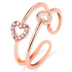 new style ring jewelry fashion love zircon women's ring simple hollow open ring accessories