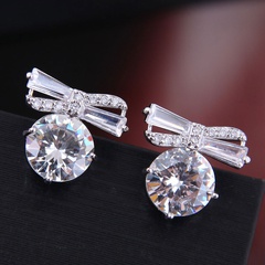 Exquisite Korean earrings Korean fashion sweet bowknot inlaid zircon personality earrings wholesale