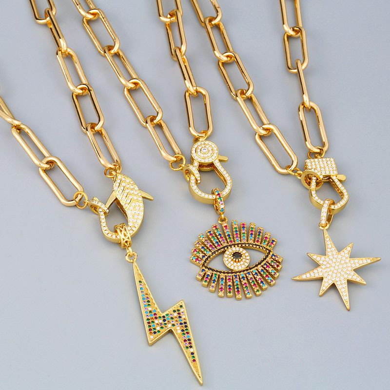 necklace thick chain necklace rainbow pendant necklace colorful zircon Hiphop necklace wholesale