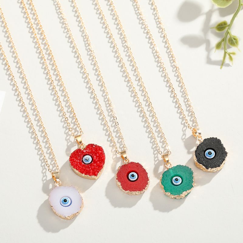 new color eye pendant necklace nihaojewelry wholesale imitation natural stone love resin necklace Yiwu