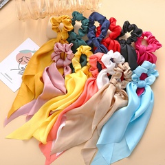 Knotted Ribbon hair scrunchies Satin Large Intestine Circle Monochrome Silky Scarf Hair Tie Lady Ponytail wholesale nihaojewelry