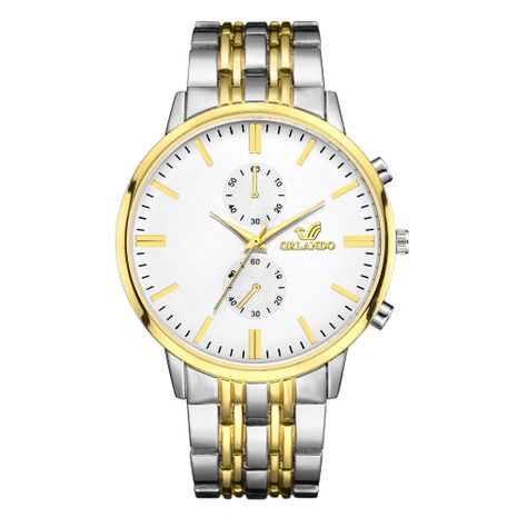 Golden Steel Band Men's Watch Large  Dial Men's Steel Band Business Watch wholesale's discount tags