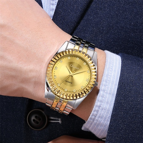 Gold steel belt men's watch fashion simple quartz men's sports watch men's watches wholesale's discount tags