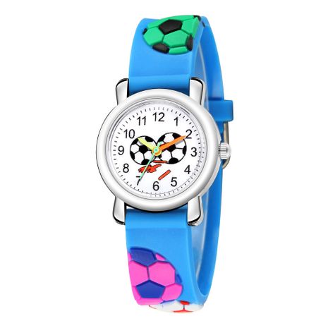 Children's cartoon football watch 3D embossed football plastic band student sports watch cute pupil watch's discount tags