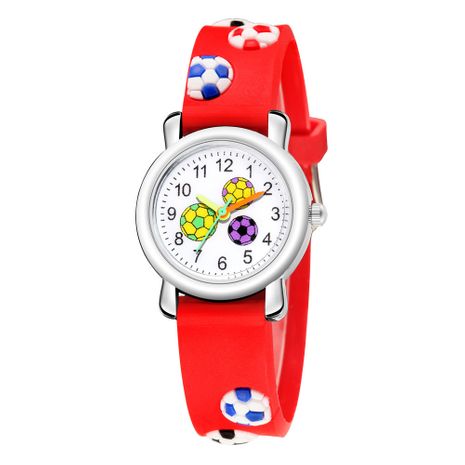 Children's cartoon watch 3D floating sculpture tape football pattern student watch male and female elementary school student gift watch's discount tags