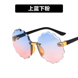 Round wave flower childrens sunglasses frameless trim new fashion boys and girls colorful kids sunglassespicture15