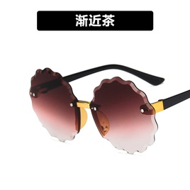 Round wave flower childrens sunglasses frameless trim new fashion boys and girls colorful kids sunglassespicture16
