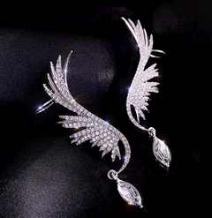 925 Silver Post  Korean Fashion Sweet Flash Diamond Angel Wing Personality Stud Earrings wholesale nihaojewelry