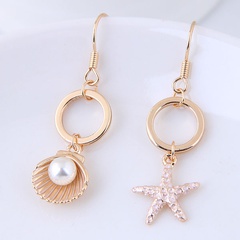 Boutique Korean fashion sweet sea shell starfish wild asymmetric personality temperament earrings wholesale nihaojewelry