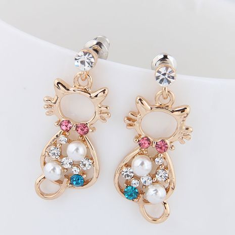 Boutique Korean fashion metal sweet cat personality temperament earrings wholesale nihaojewelry's discount tags