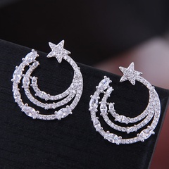exquisite Korean fashion women’s earrings copper micro-inlay zircon meniscus stars temperament exaggerated earrings  wholesale nihaojewelry