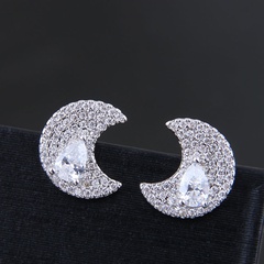 Korean fashion earrings copper micro inlay zircon meniscus personality ladies earrings wholesale nihaojewelry