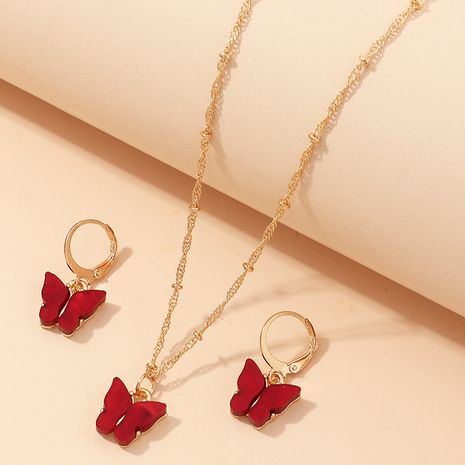 accessoires explosifs collier papillon multicolore boucle d'oreille ensemble tempérament petit papillon bijoux en gros nihaojewelry's discount tags