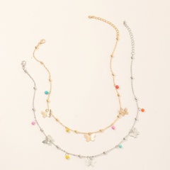 bijoux de mode sauvage mignon couleur perles de riz pendentif mode métal petit papillon collier en gros nihaojewelry