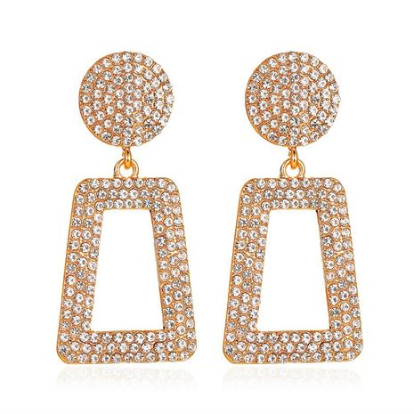 new earrings temperament long section flash diamond geometric earrings exaggerated wind diamond square hollow earrings wholesale nihaojewelry's discount tags