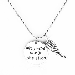 explosion necklace sweater chain new fashion English lettering wings pendant necklace accessories wholesale nihaojewelry
