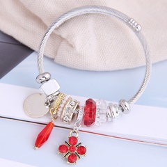 fashion metal wild pan DL simple and wild shine four-leaf clover pendant multi-element accessories personalized bracelet wholesale nihaojewelry