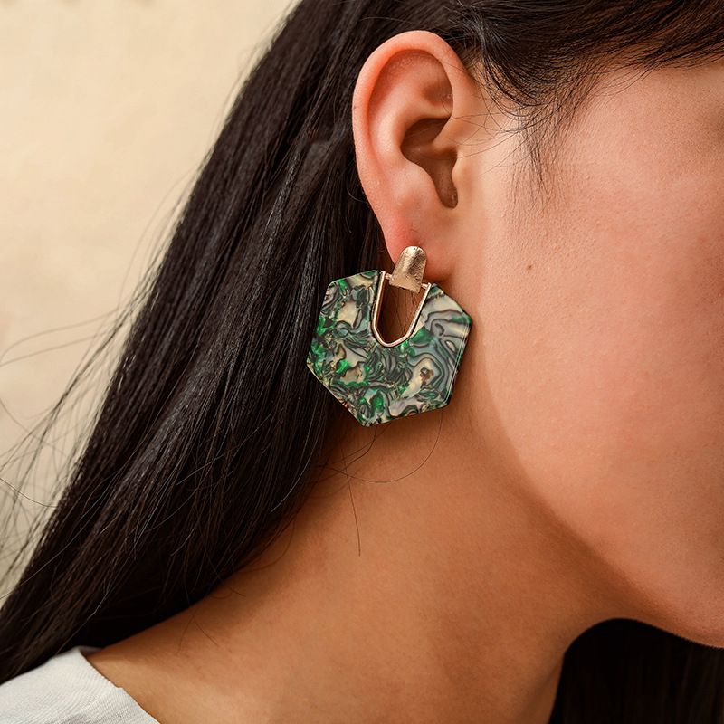new fashion craft tassel acrylic earrings geometric hexagon earrings female wholesale nihaojewelry